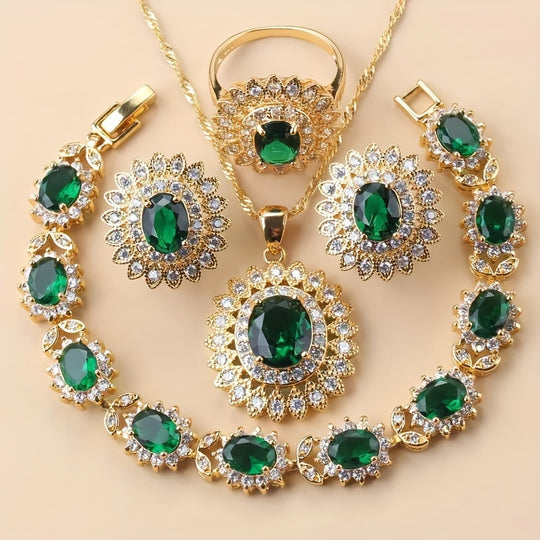 Sunflower Elegance 5pcs Timeless Wedding Jewelry Set