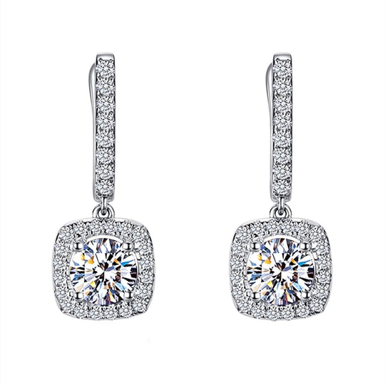 Stylish Square-Shaped Zirconia Drop Earrings