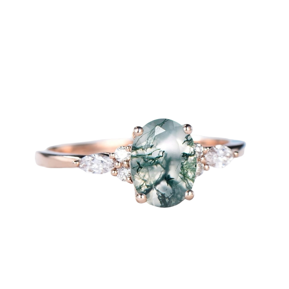 Elegant Moss Agate Ring