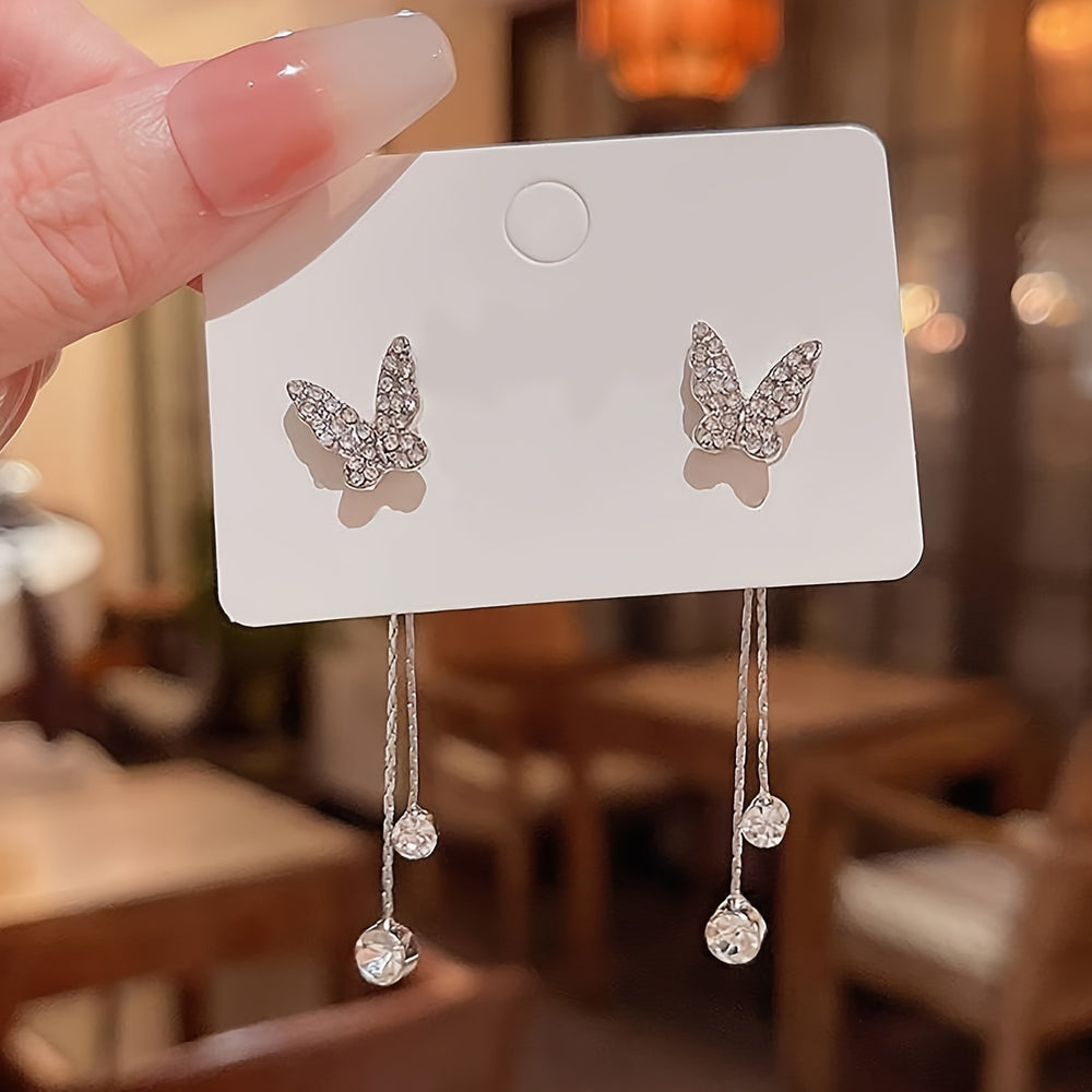 Long Tassel Butterfly Drop Earrings