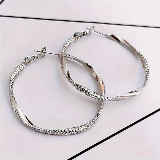 Simple Rippled Round Earrings