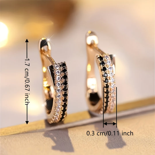Golden Elegant Hoop Earrings with Zirconia