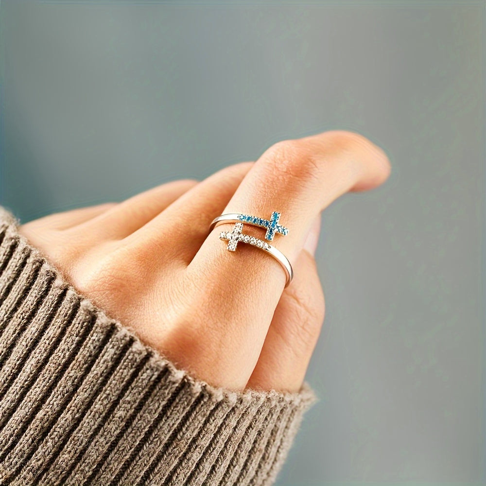 Open Adjustable Zirconia Cross Ring