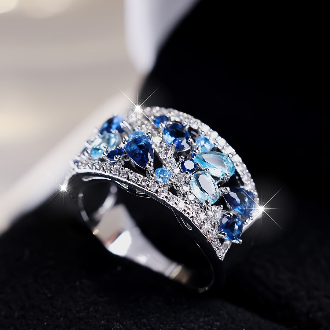 Sleek Blue Gemstone Promise Ring