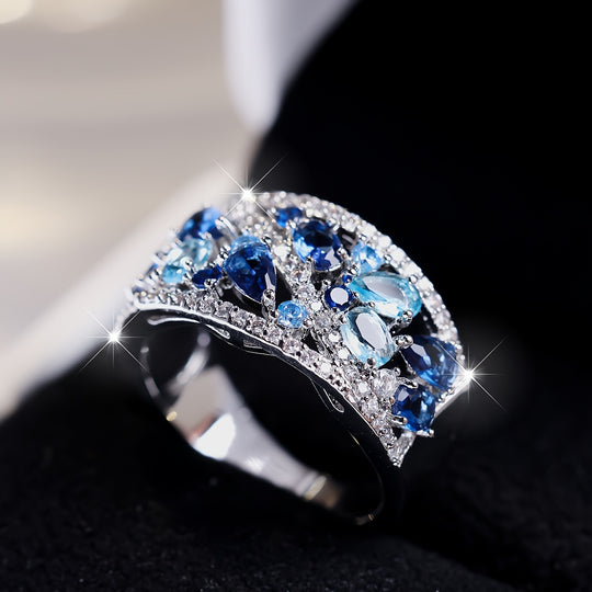 Sleek Blue Gemstone Promise Ring