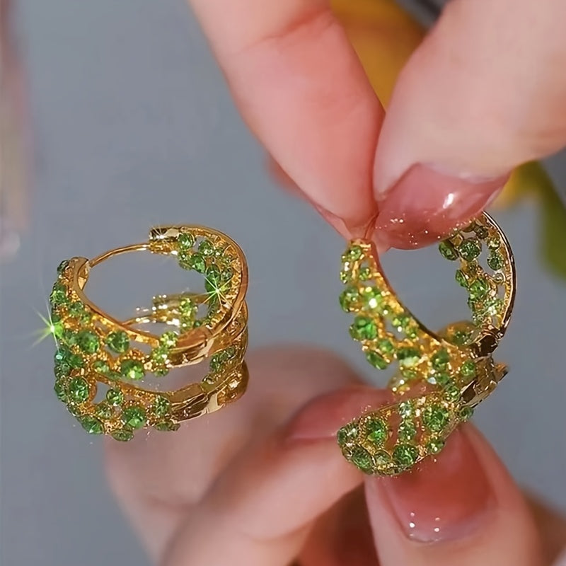 Chic Purple Sparkle Hoop Earrings