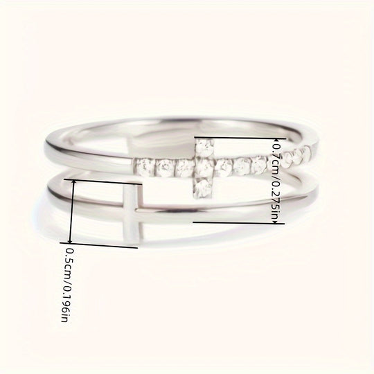 Elegant Double Cross Design Ring