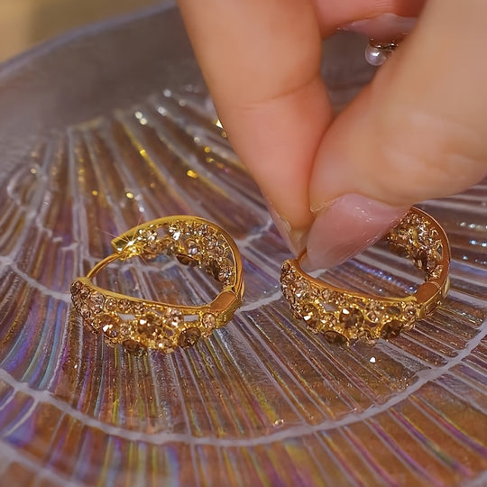 Chic Purple Sparkle Hoop Earrings