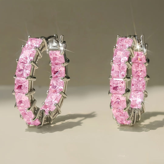 Elegant Women’s Zirconia Hoop Earrings
