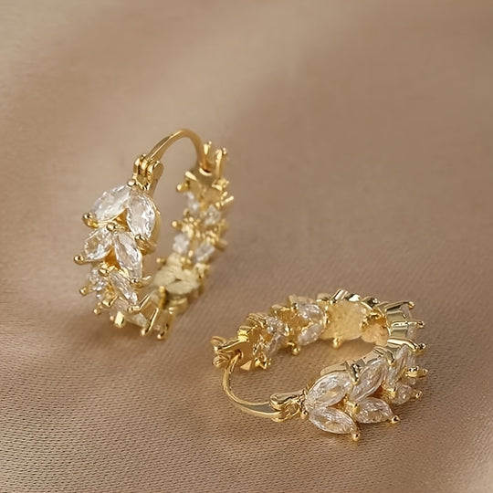 Elegant Rhinestones Wheat Hoop Earrings