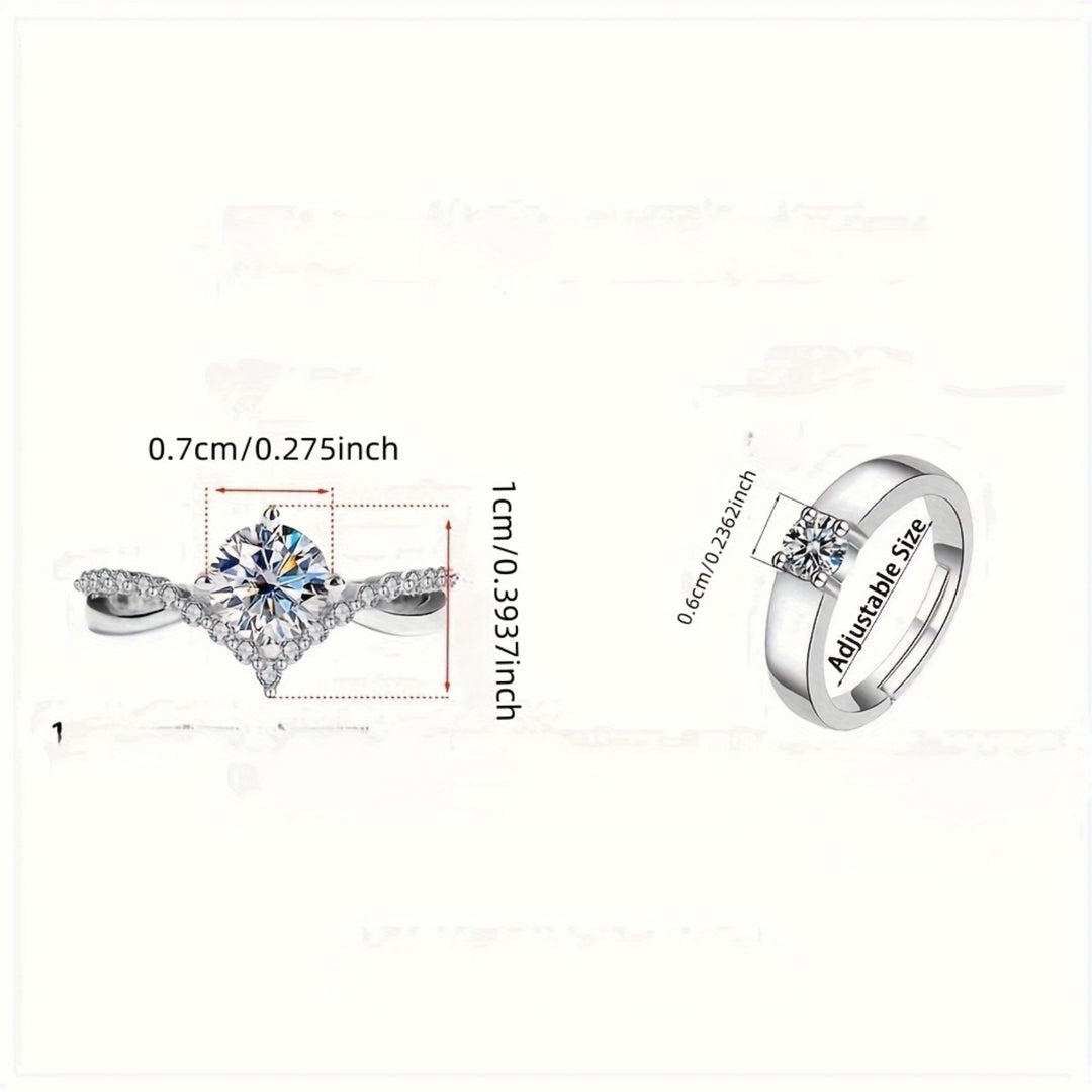 Elegant 2 Pieces Adjustable Zirconia Ring Set