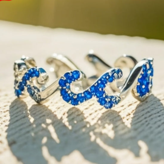 Stylish Blue Zirconia Wave Ring