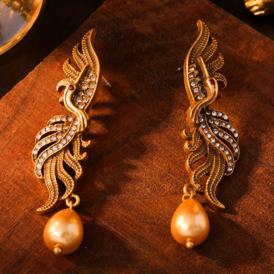 Classic Phoenix Water Drop Rhinestone Earrings
