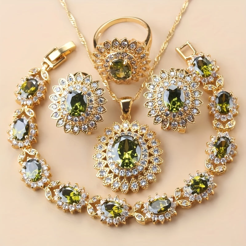 Sunflower Elegance 5pcs Timeless Wedding Jewelry Set