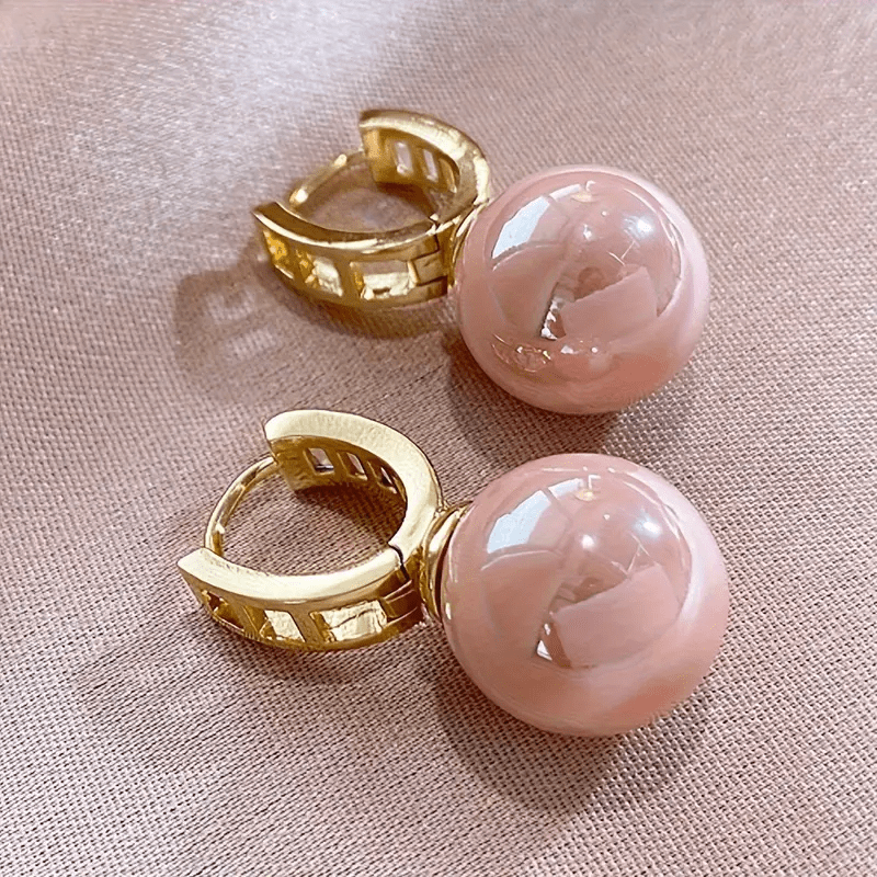 Pink Pearl Zirconia Earrings