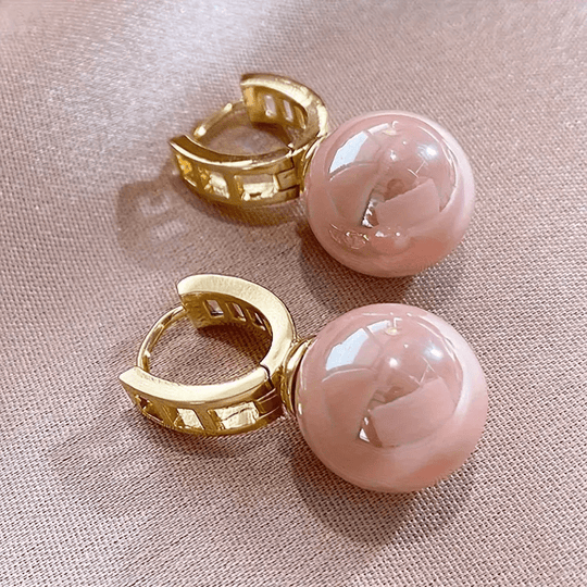 Pink Pearl Zirconia Earrings