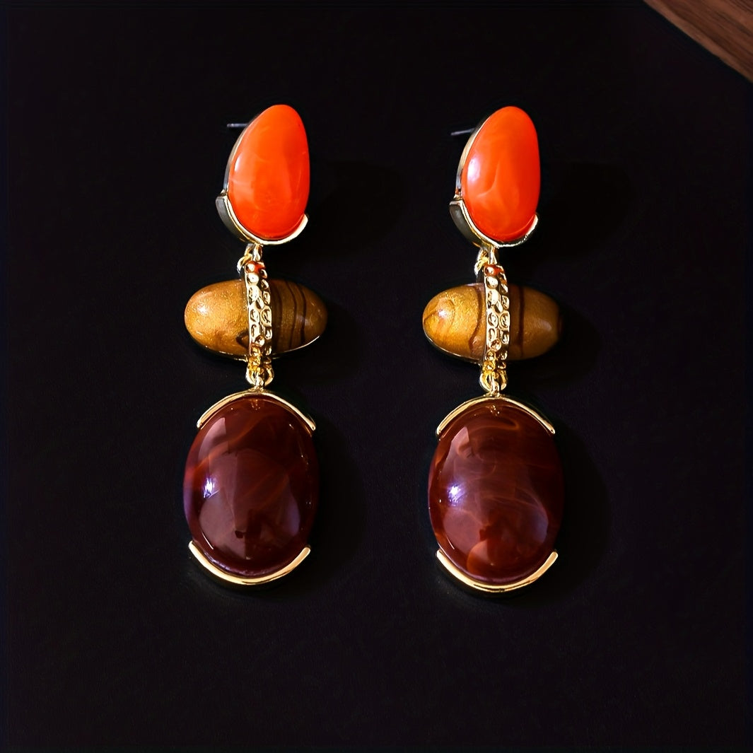 Retro Modern Oval Teardrop Earrings