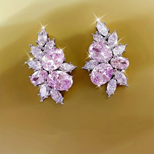 Delicate Elegant Copper Zirconia Earrings