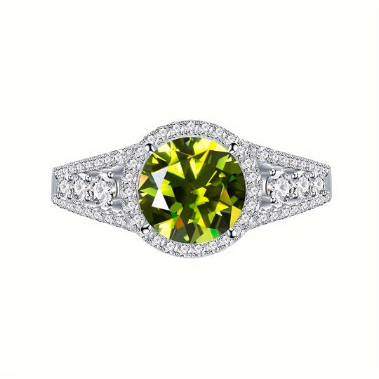 Sleek Blue Moissanite Ring