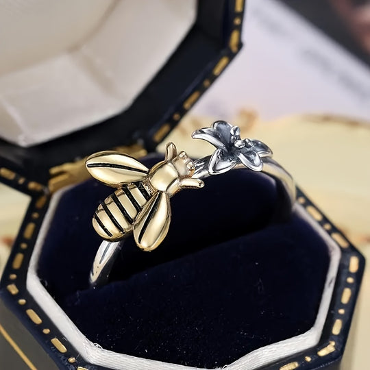 Unique Bee & Flower Ring