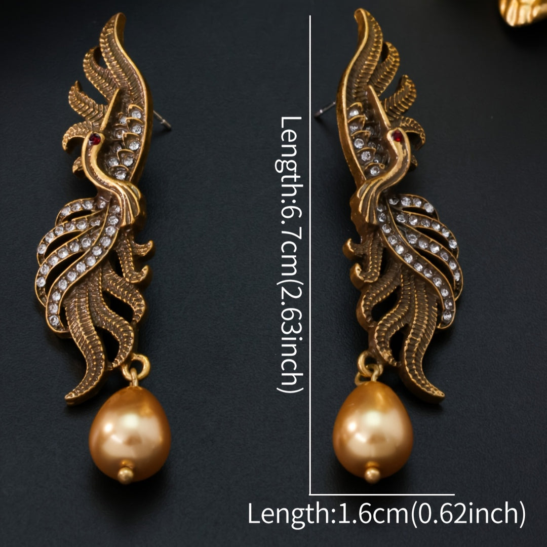Classic Phoenix Water Drop Rhinestone Earrings