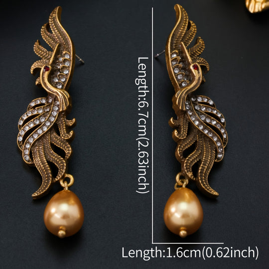 Classic Phoenix Water Drop Rhinestone Earrings