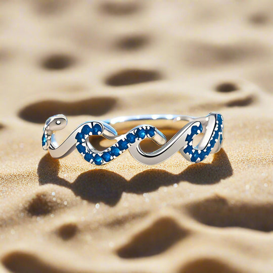 Stylish Blue Zirconia Wave Ring