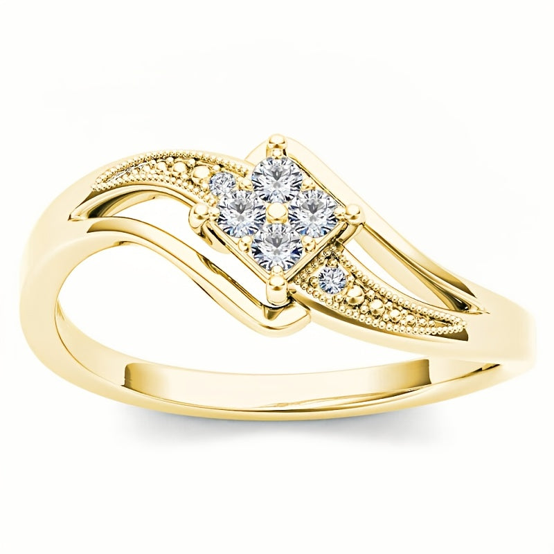 Sparkling White Zirconia Gold-Plated Ring