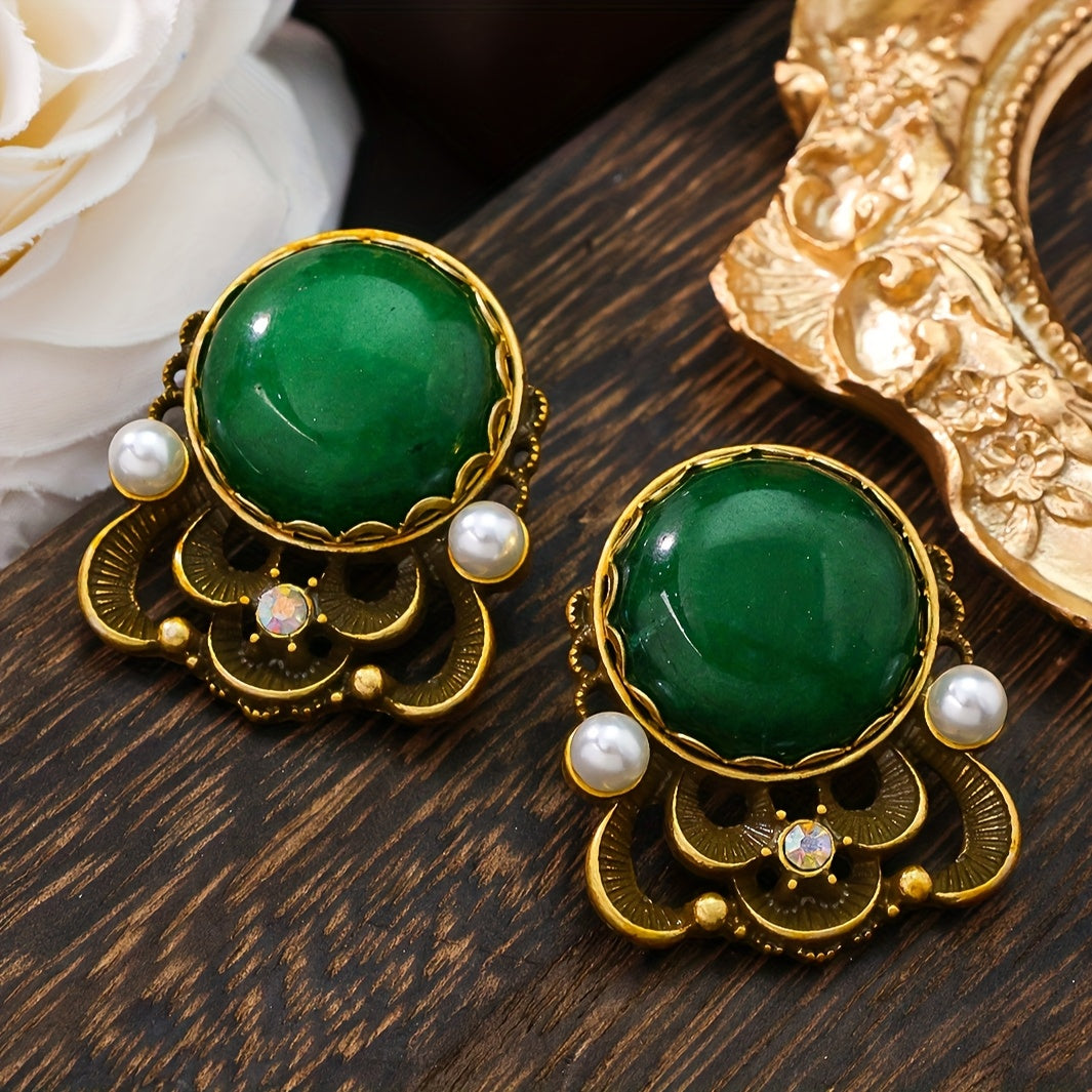 Sleek Natural Gemstone Stud Earrings