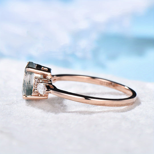 Elegant Moss Agate Ring