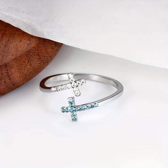 Open Adjustable Zirconia Cross Ring