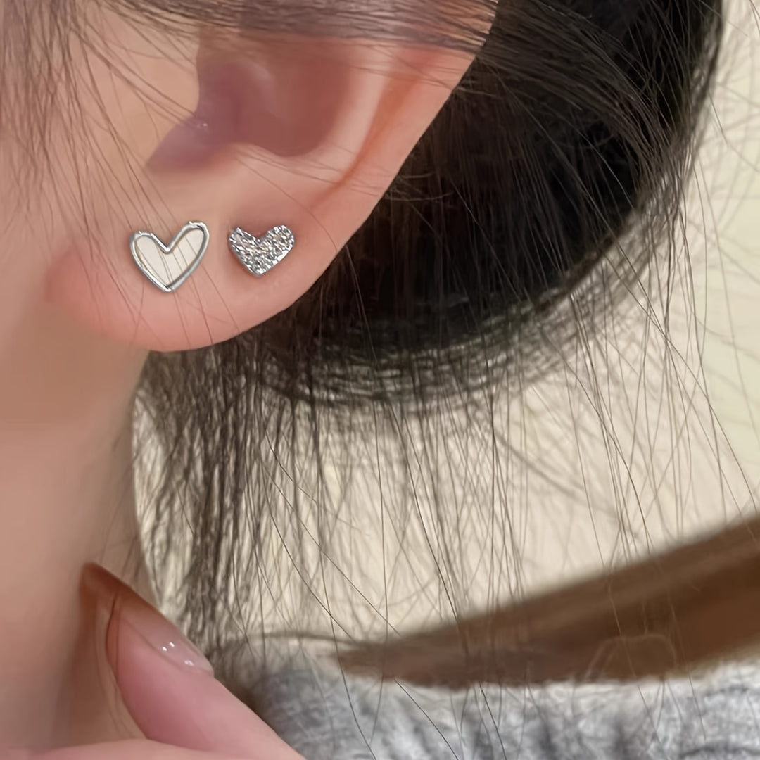 3 Pairs Simple Heart Earrings