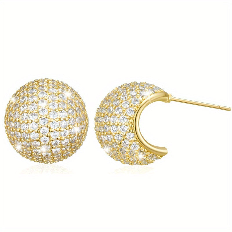 Exquisite Zirconia Spherical Stud Earrings