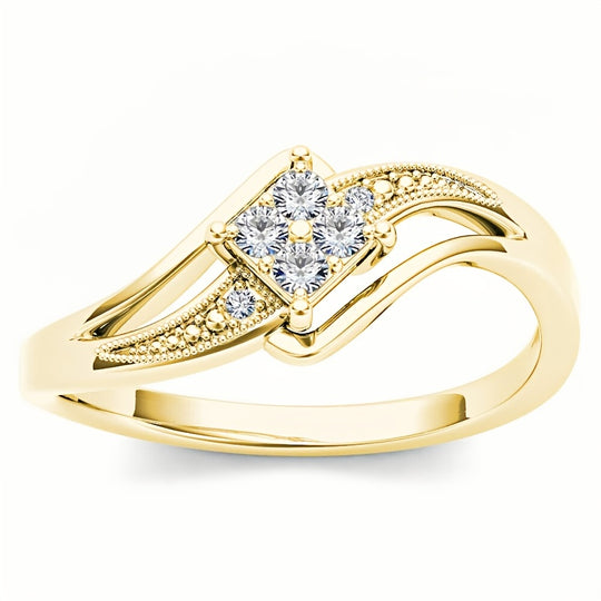 Sparkling White Zirconia Gold-Plated Ring
