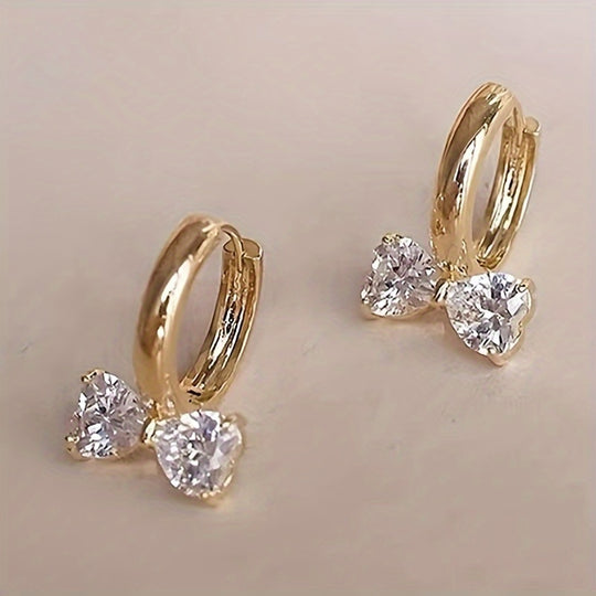 Stylish Golden Bow Hoop Earrings Women