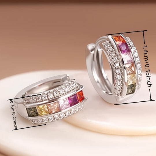 Exquisite Colorful Zirconia Small Circle Earrings