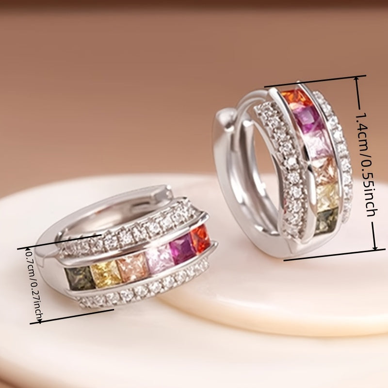 Exquisite Colorful Zirconia Small Circle Earrings