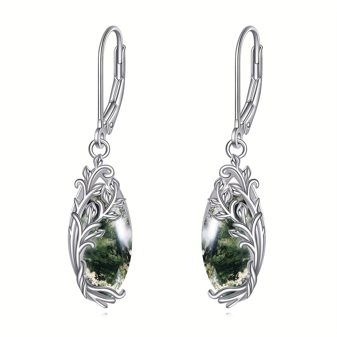 Retro Light Agate Dangle Earrings