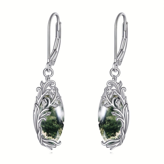 Retro Light Agate Dangle Earrings