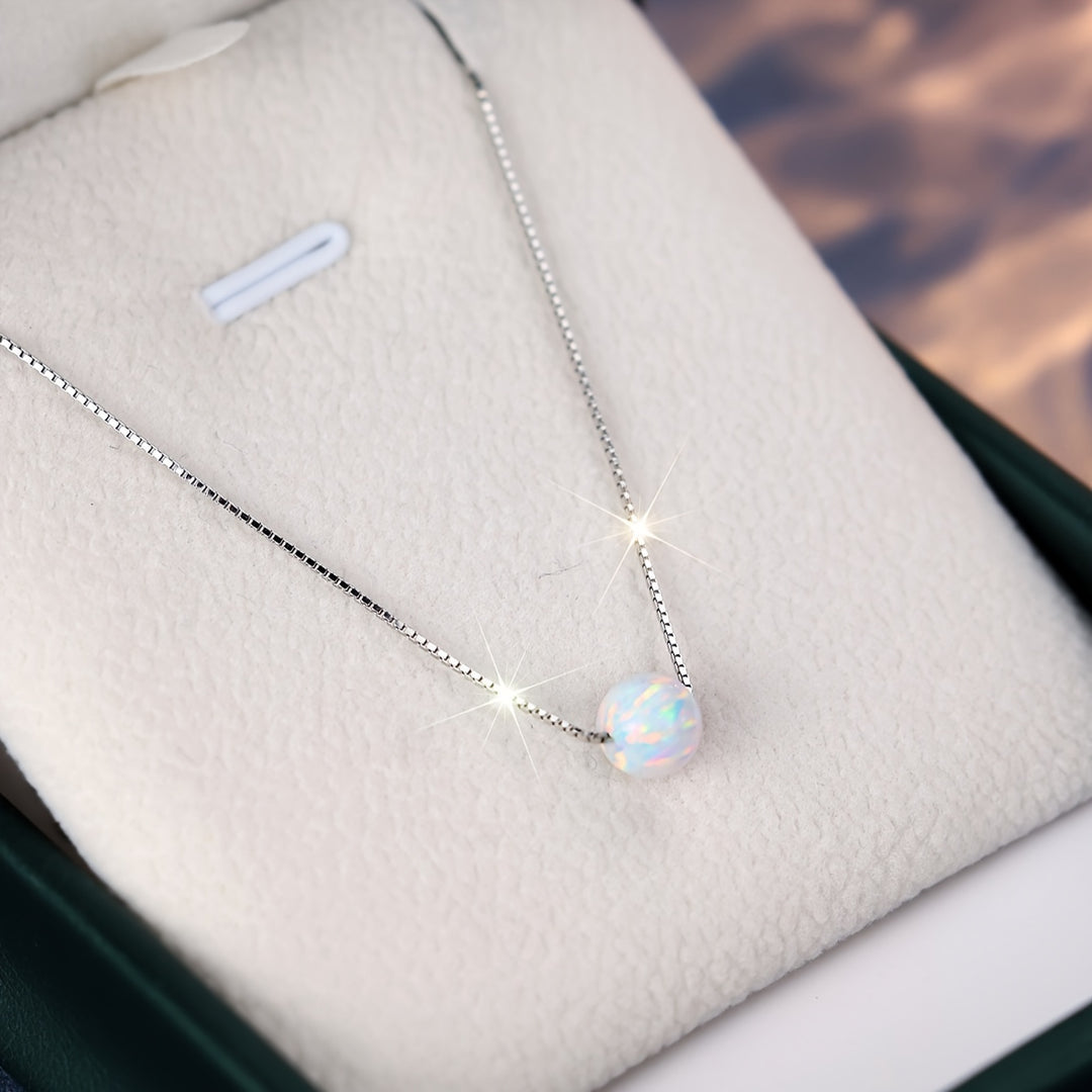 Timeless Round White Opal Necklace
