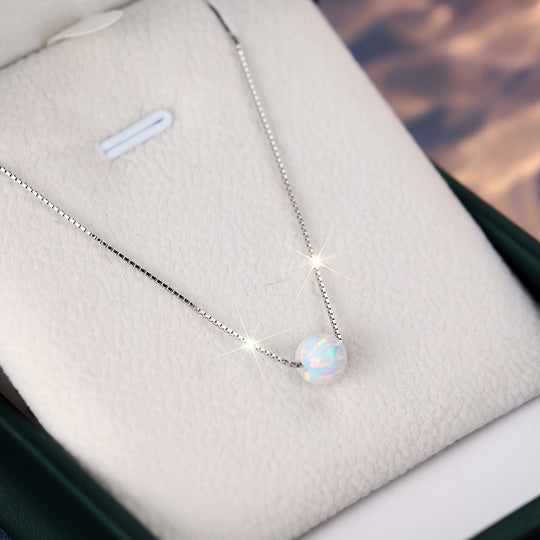 Timeless Round White Opal Necklace