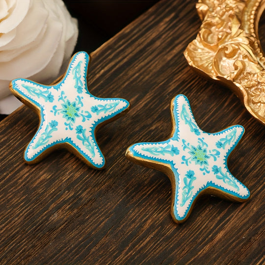 Trendy Painted Starfish Earrings