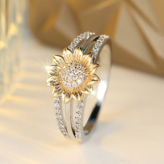 Elegant Sunflower Zirconia Ring