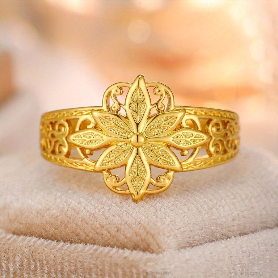 Elegant Gold-Plated Floral Ring