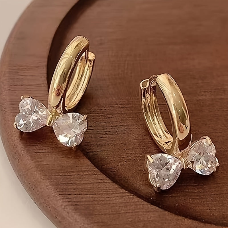 Stylish Golden Bow Hoop Earrings Women