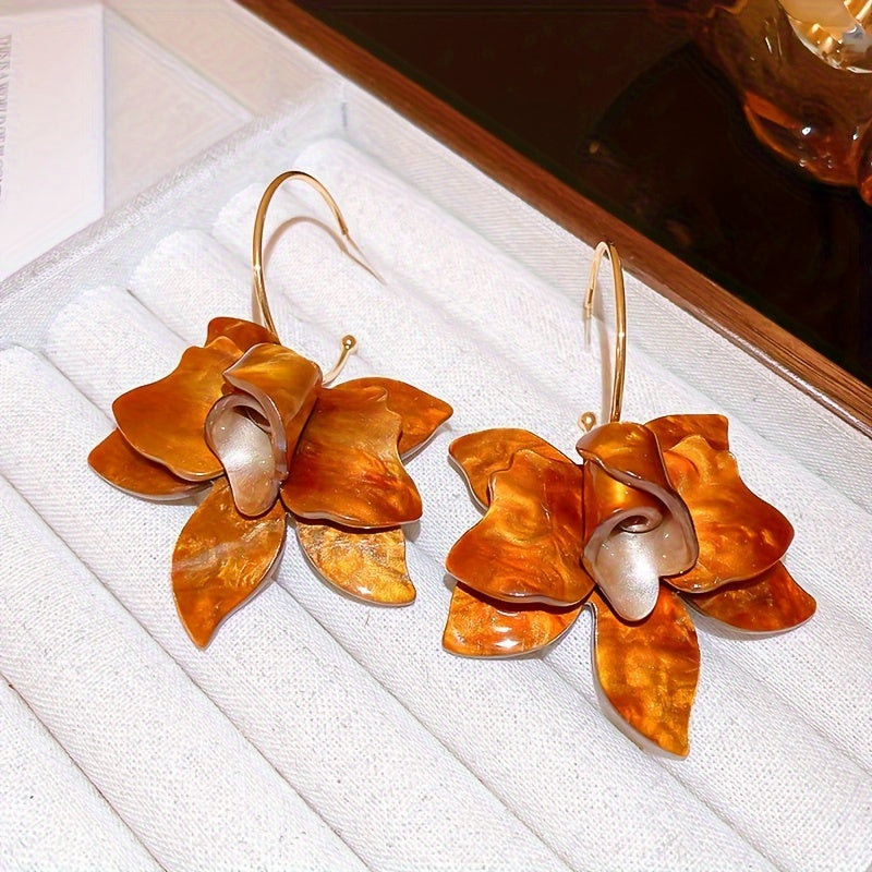 Trendy Resin Flower Dangle Earrings