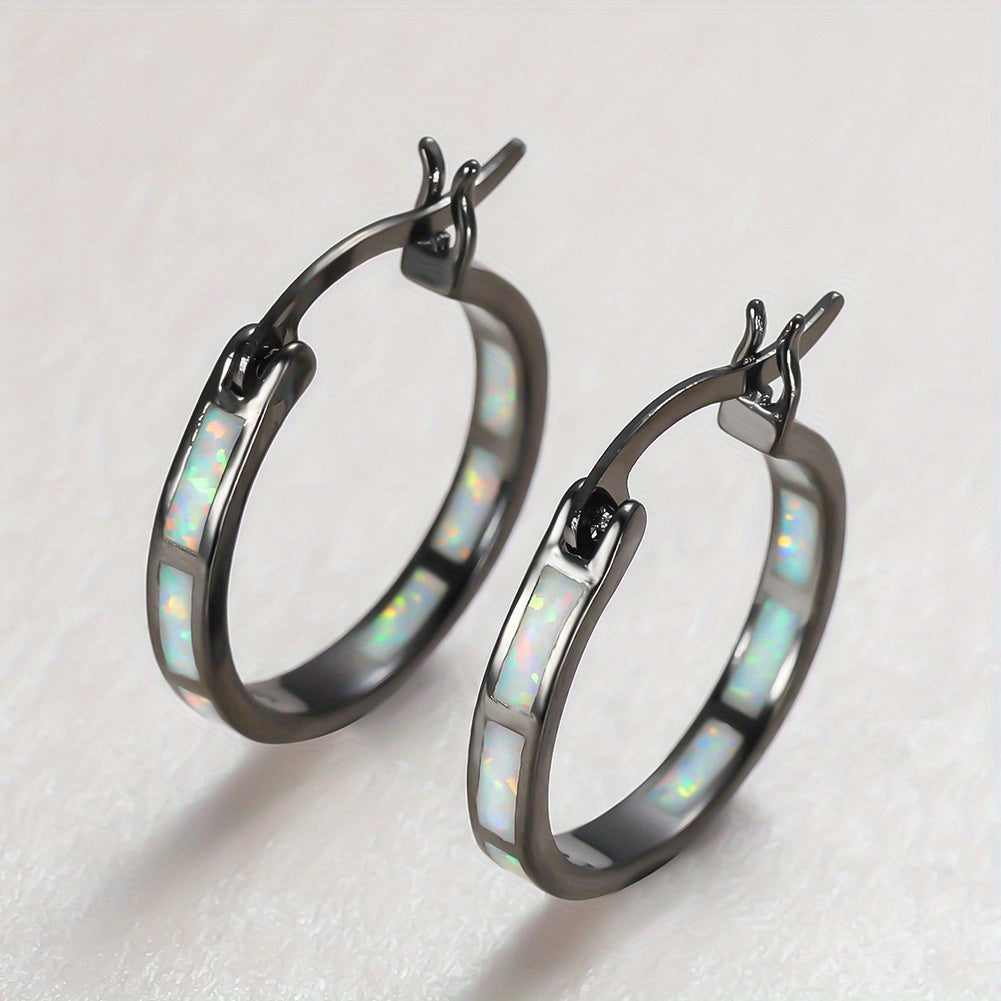 Timeless  Boho Opal Hoop Earrings