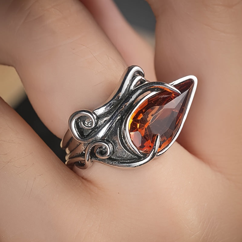 Irregular Oval Shape Crystal Ring