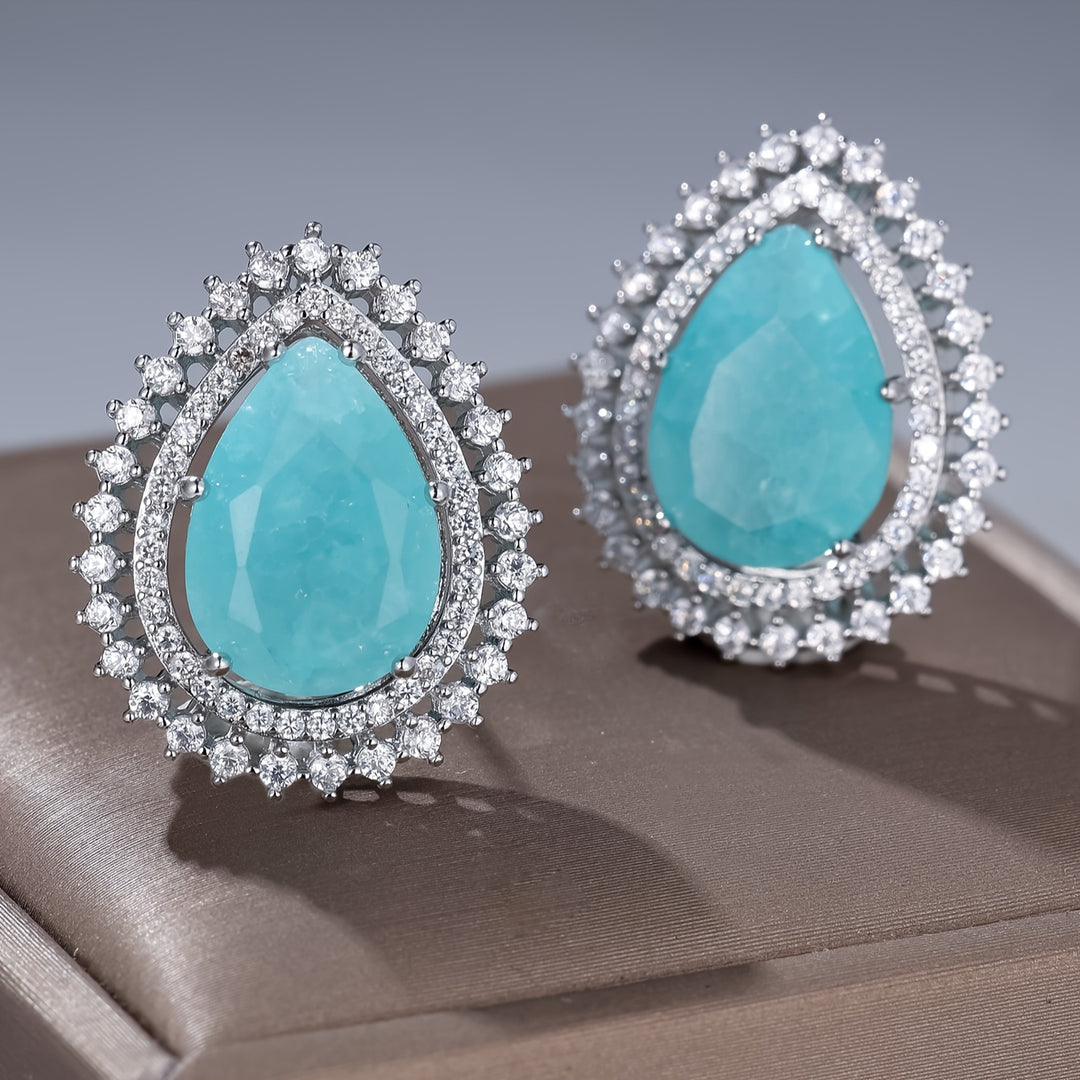 Elegant Turquoise Teardrop Stud Earrings