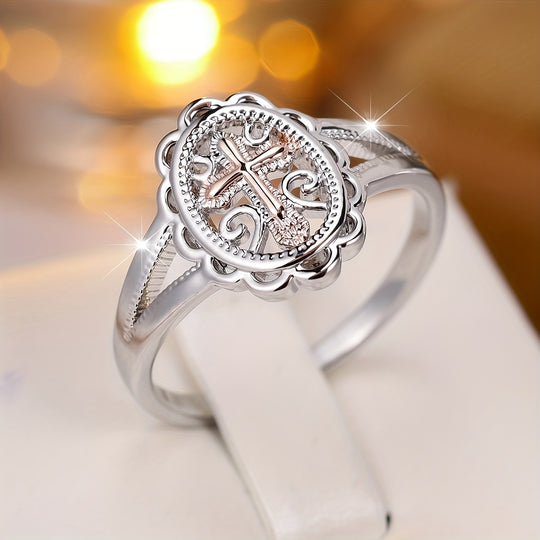 Stylish Hollowed-out Cross Ring